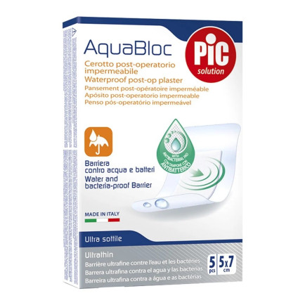 PiC Antibakterijski postoperativni flaster Aquabloc 5x7cm 5X